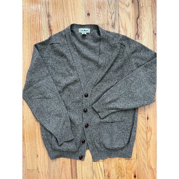 VTG LL Bean Sweater Men M Brown Lambswool Made in Scotland Cardigan - Picture 1 of 3
